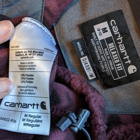 Carhartt Aztec Fleece Pullover ¼ Snap Relaxed Fit Red Medium - Picture 4 of 7
